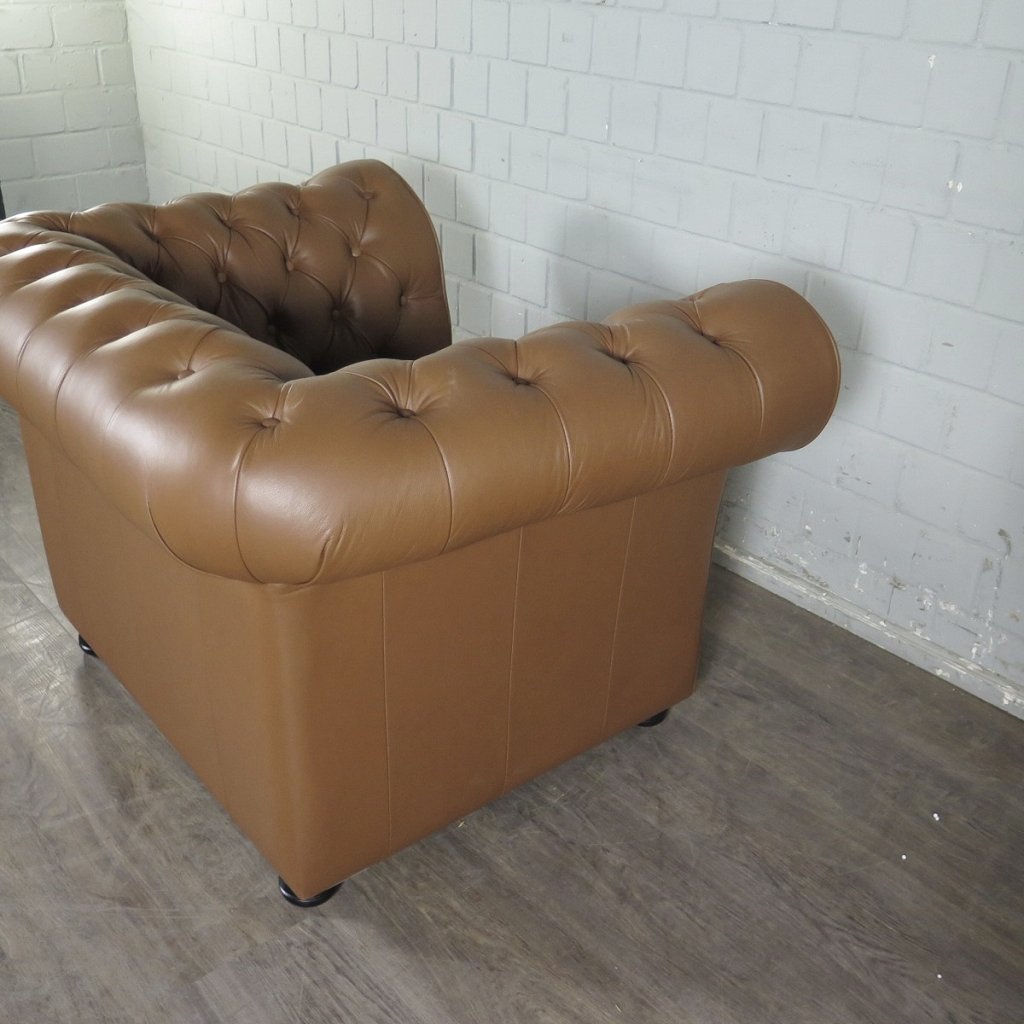 Chesterfield Couchgarnitur Leder Cognac