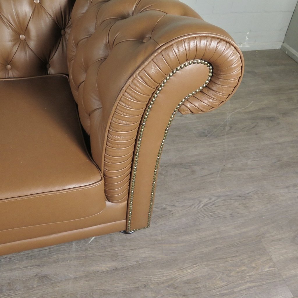 Chesterfield Couchgarnitur Leder Cognac