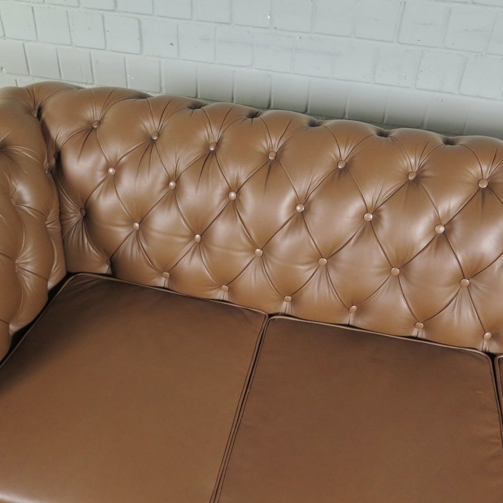 Chesterfield Couchgarnitur Leder Cognac