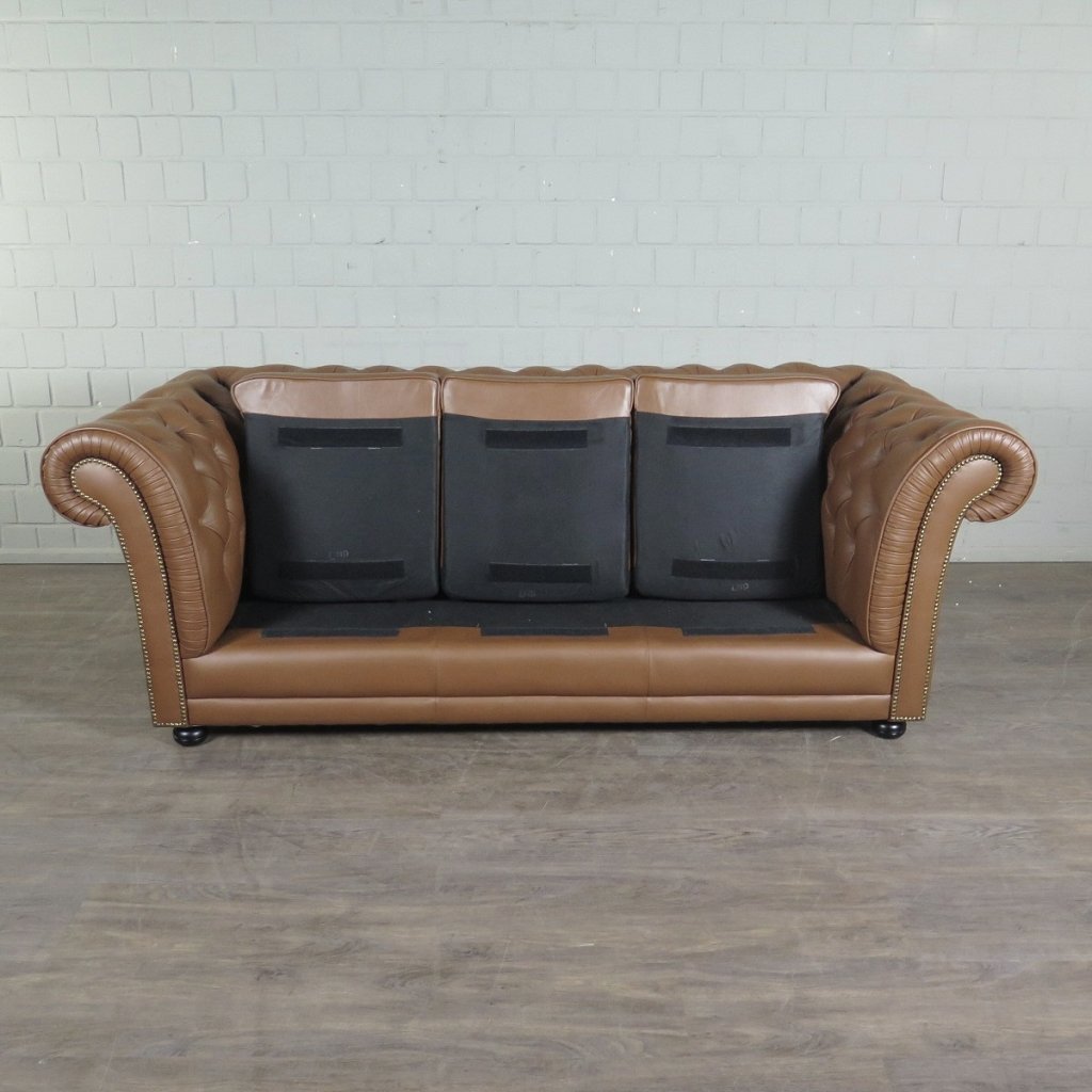 Chesterfield Couchgarnitur Leder Cognac