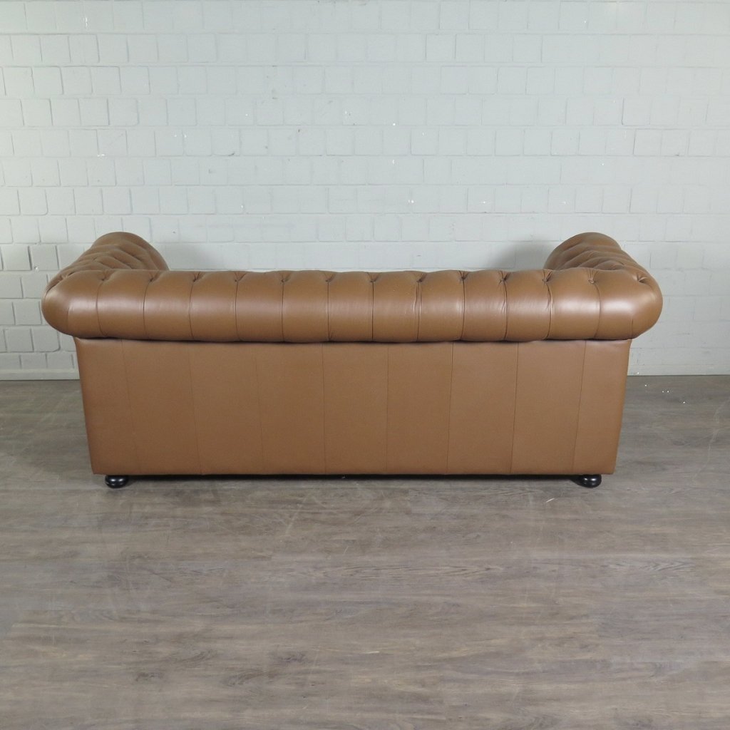 Chesterfield Couchgarnitur Leder Cognac