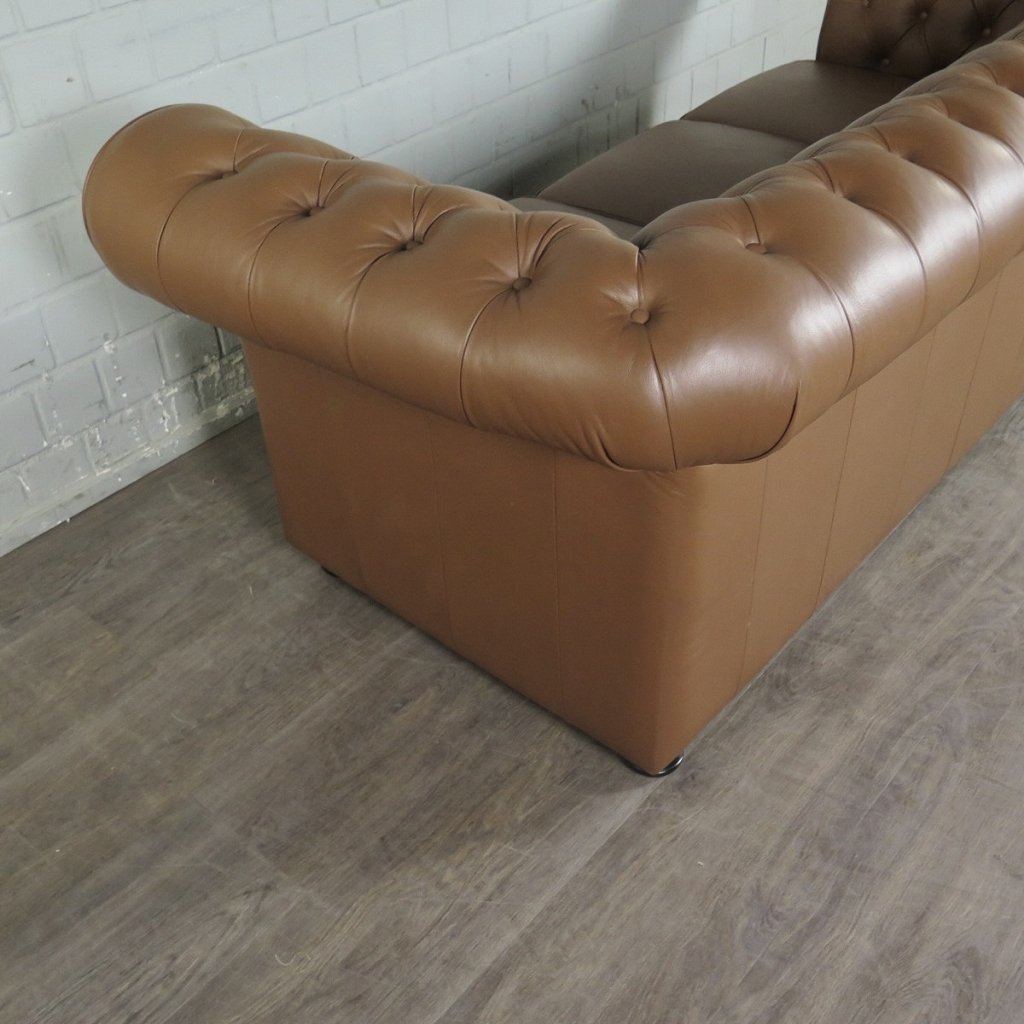 Chesterfield Couchgarnitur Leder Cognac