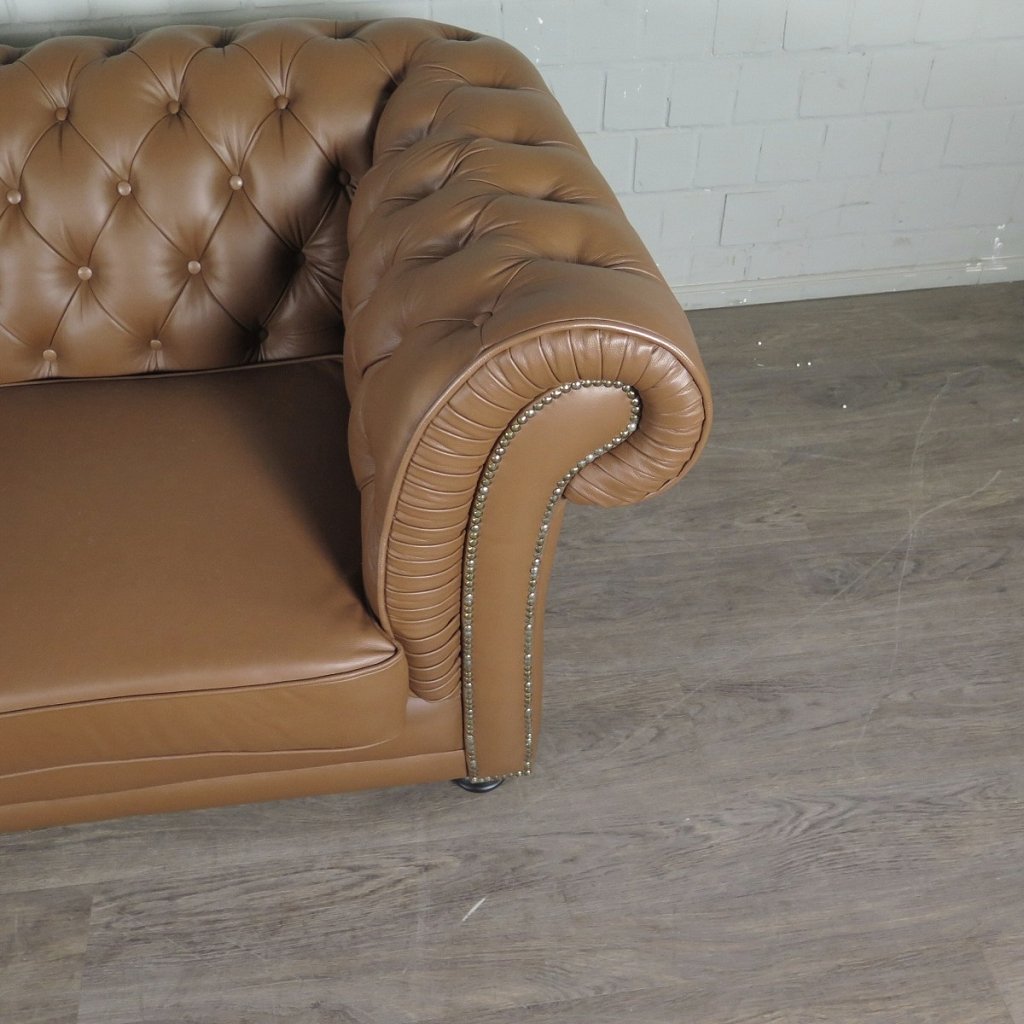 Chesterfield Couchgarnitur Leder Cognac