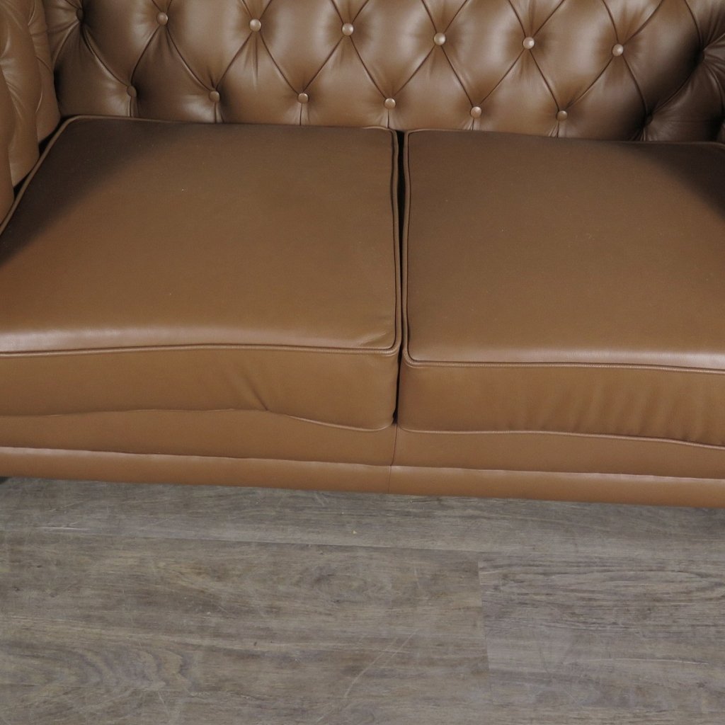 Chesterfield Couchgarnitur Leder Cognac