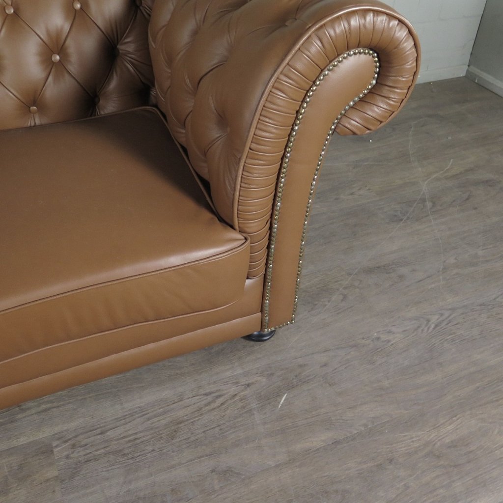 Chesterfield Couchgarnitur Leder Cognac