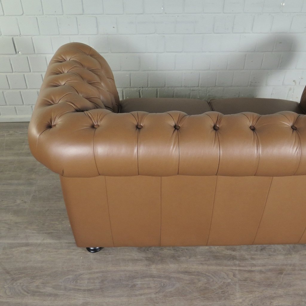 Chesterfield Couchgarnitur Leder Cognac