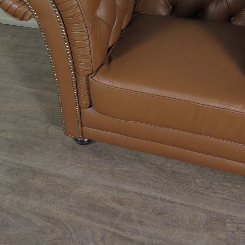 Chesterfield Couchgarnitur Leder Cognac
