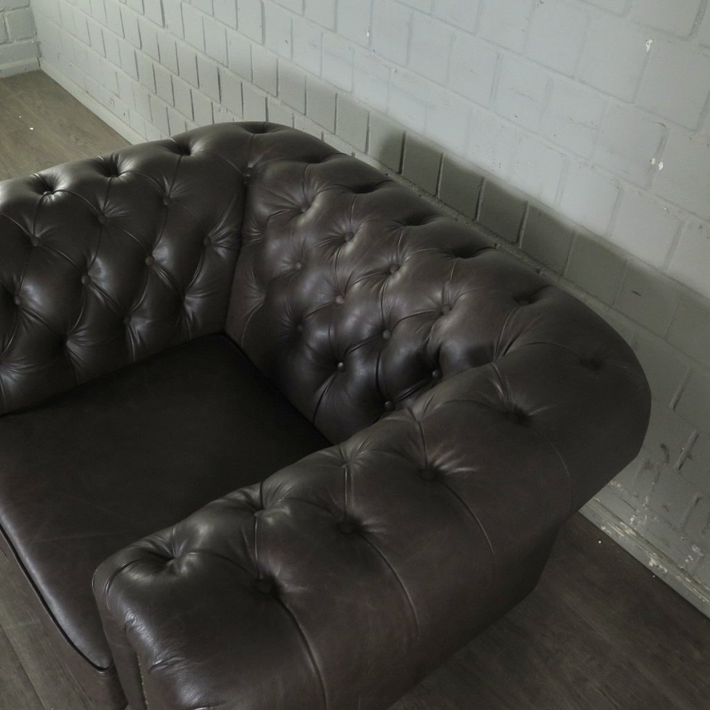 Chesterfield Couchgarnitur Leder Braun