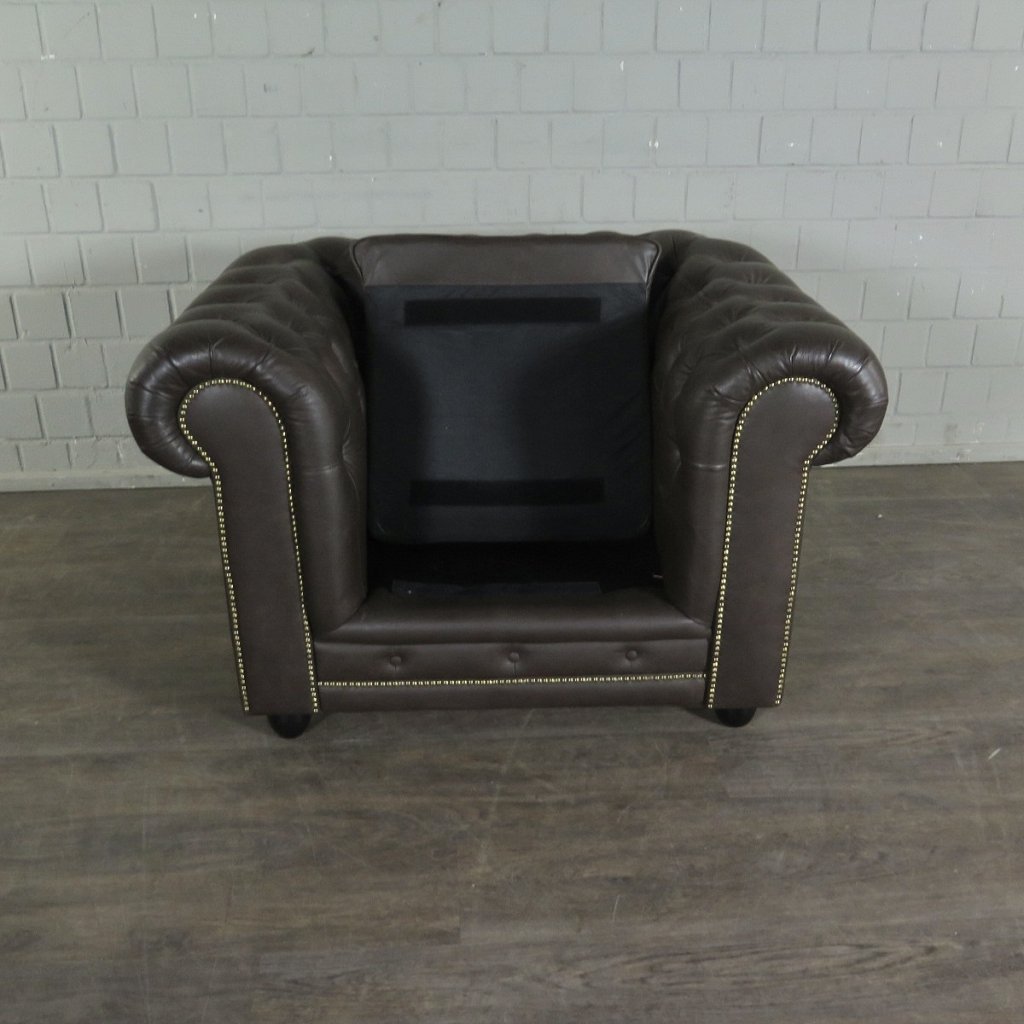 Chesterfield Couchgarnitur Leder Braun