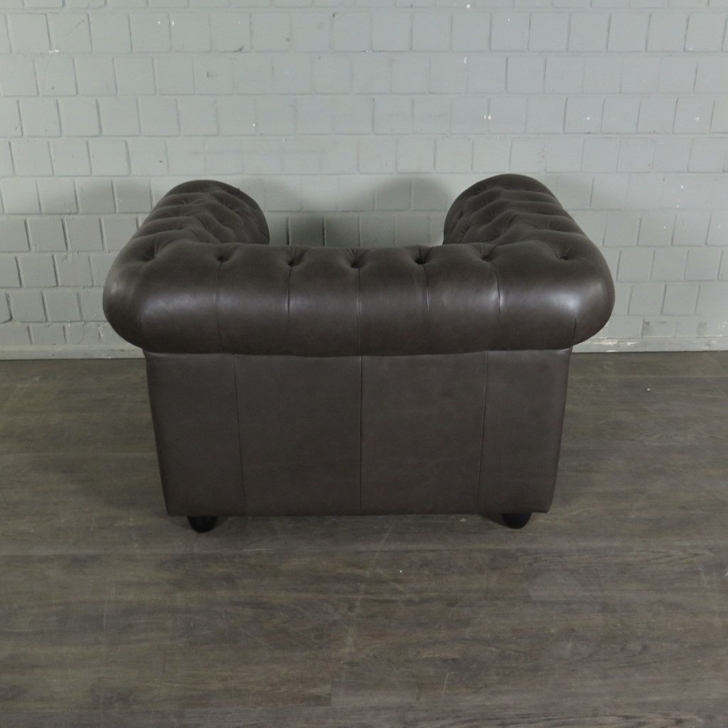 Chesterfield Couchgarnitur Leder Braun
