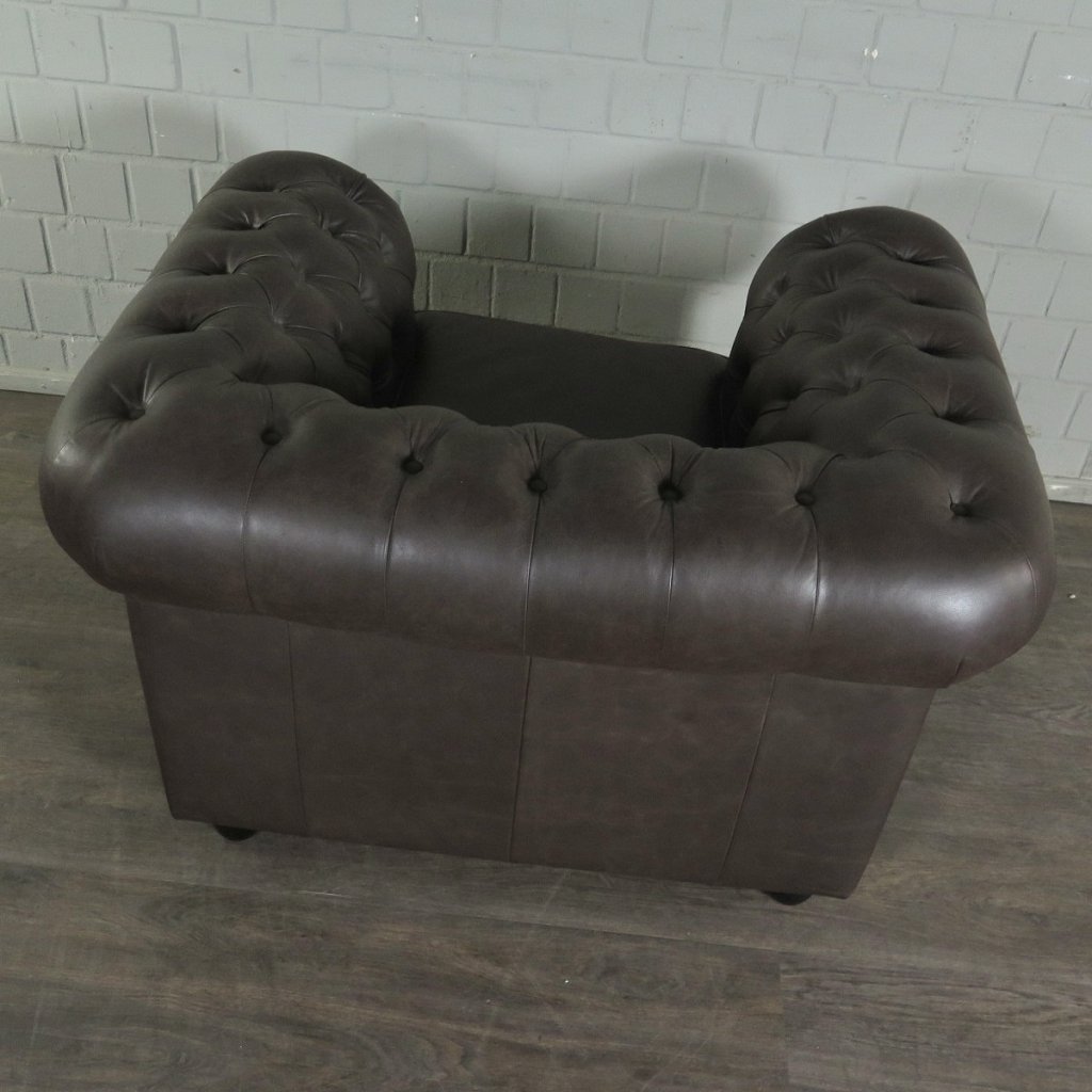 Chesterfield Couchgarnitur Leder Braun