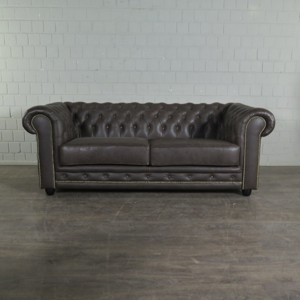 Chesterfield Couchgarnitur Leder Braun