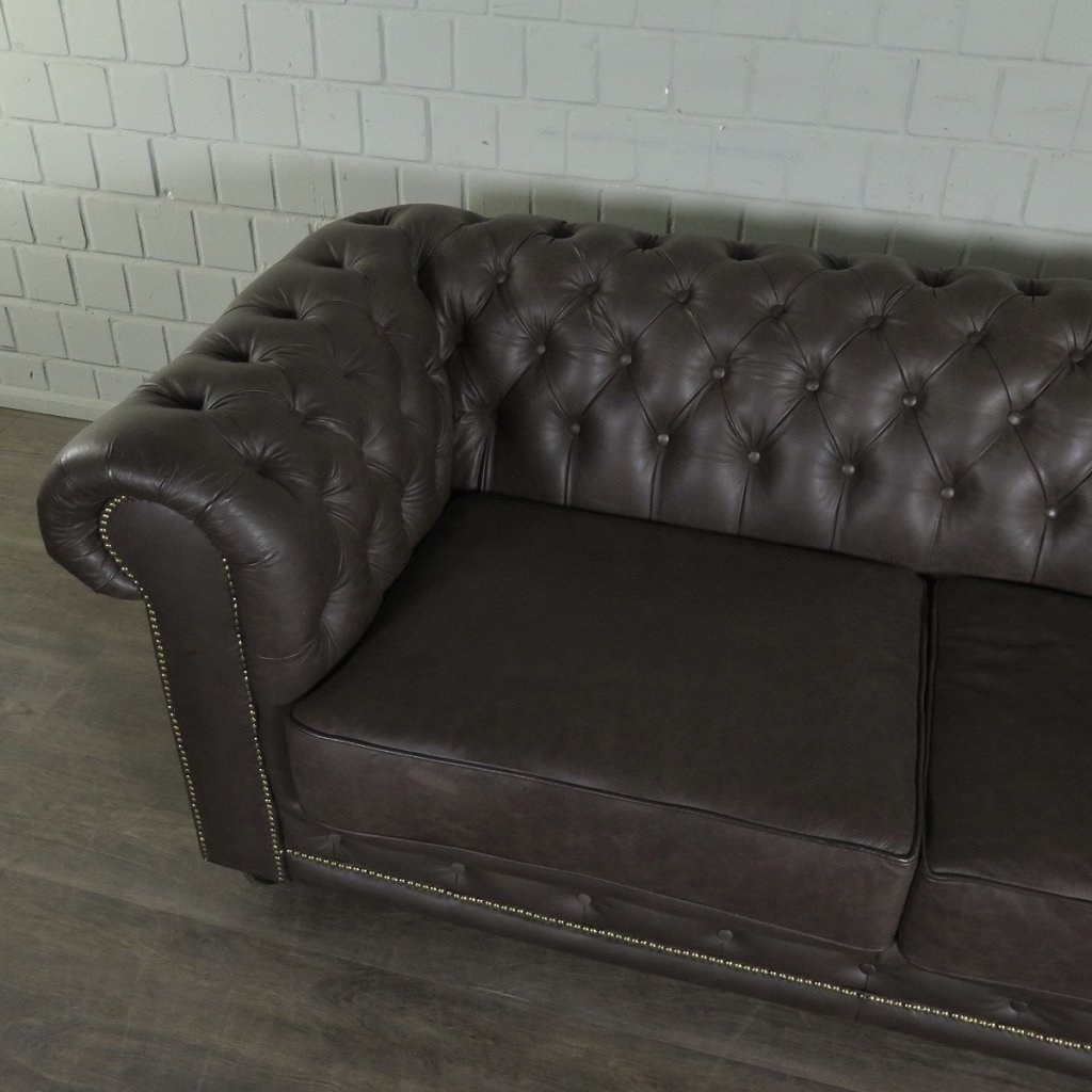 Chesterfield Couchgarnitur Leder Braun