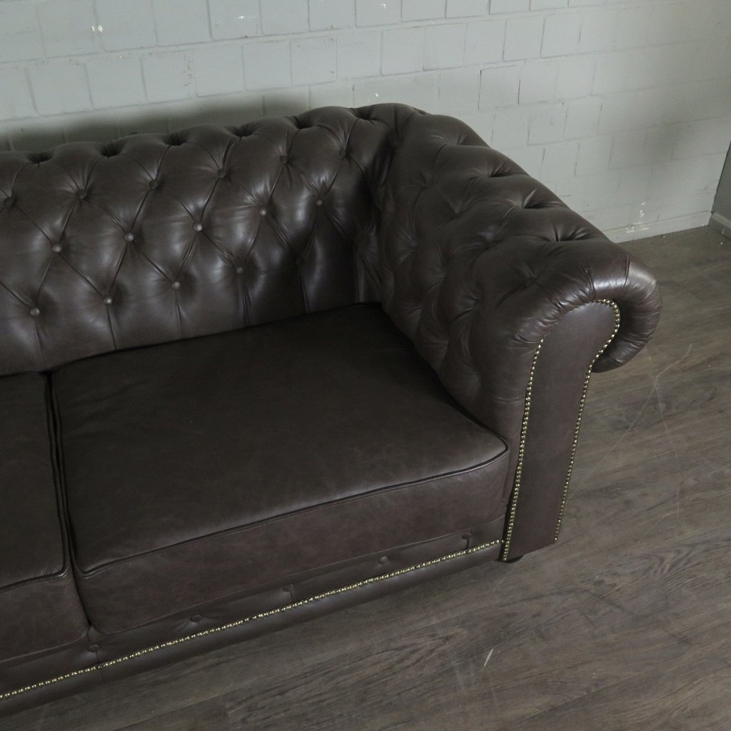Chesterfield Couchgarnitur Leder Braun