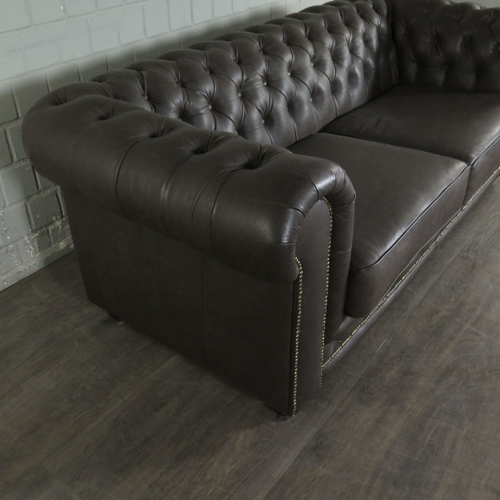 Chesterfield Couchgarnitur Leder Braun