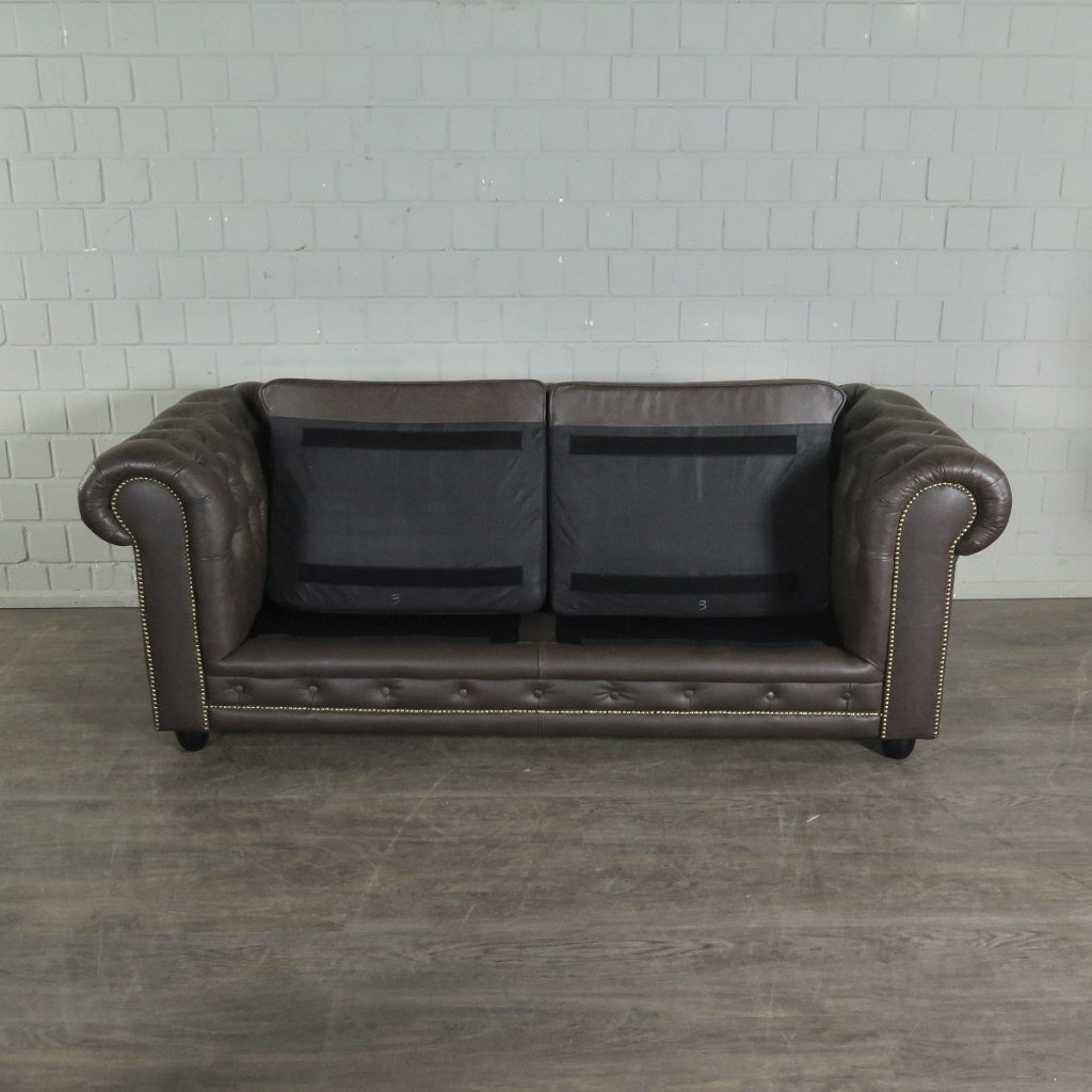 Chesterfield Couchgarnitur Leder Braun