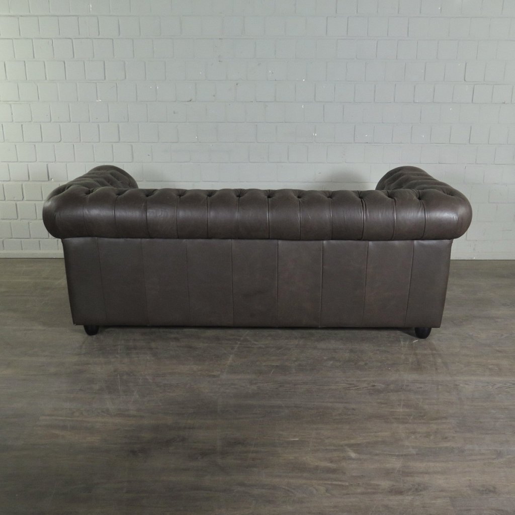 Chesterfield Couchgarnitur Leder Braun