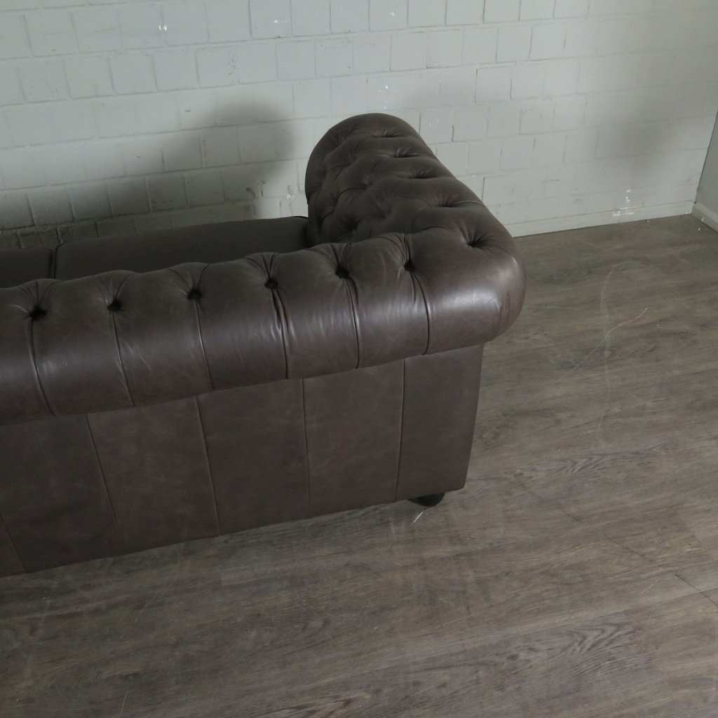 Chesterfield Couchgarnitur Leder Braun