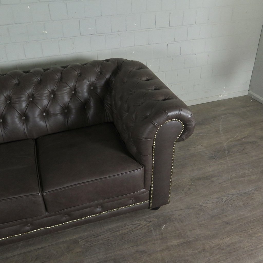 Chesterfield Couchgarnitur Leder Braun