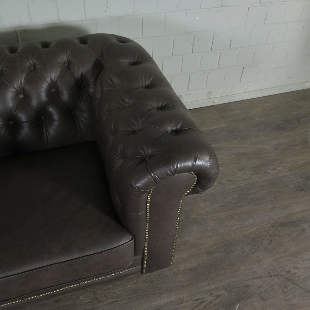 Chesterfield Couchgarnitur Leder Braun