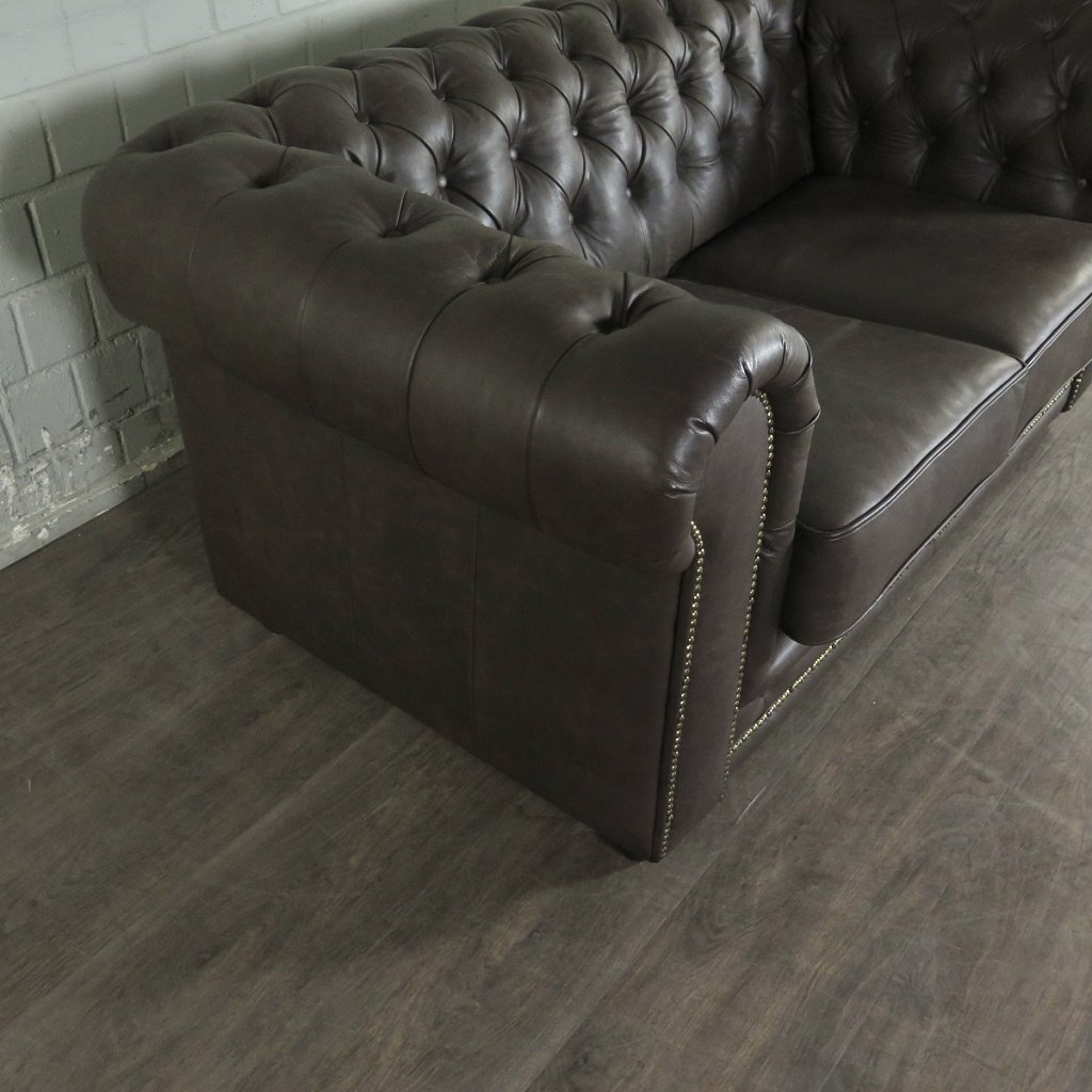 Chesterfield Couchgarnitur Leder Braun