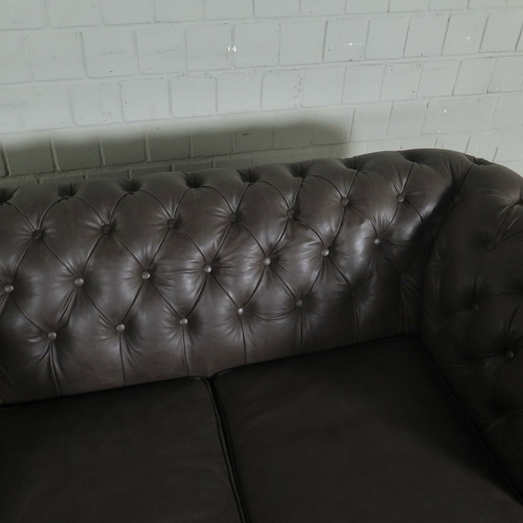 Chesterfield Couchgarnitur Leder Braun
