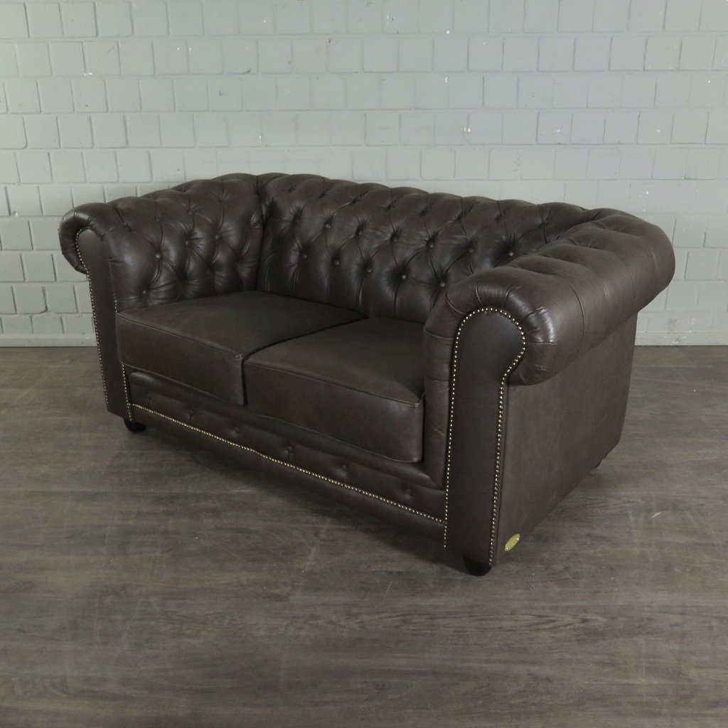 Chesterfield Couchgarnitur Leder Braun