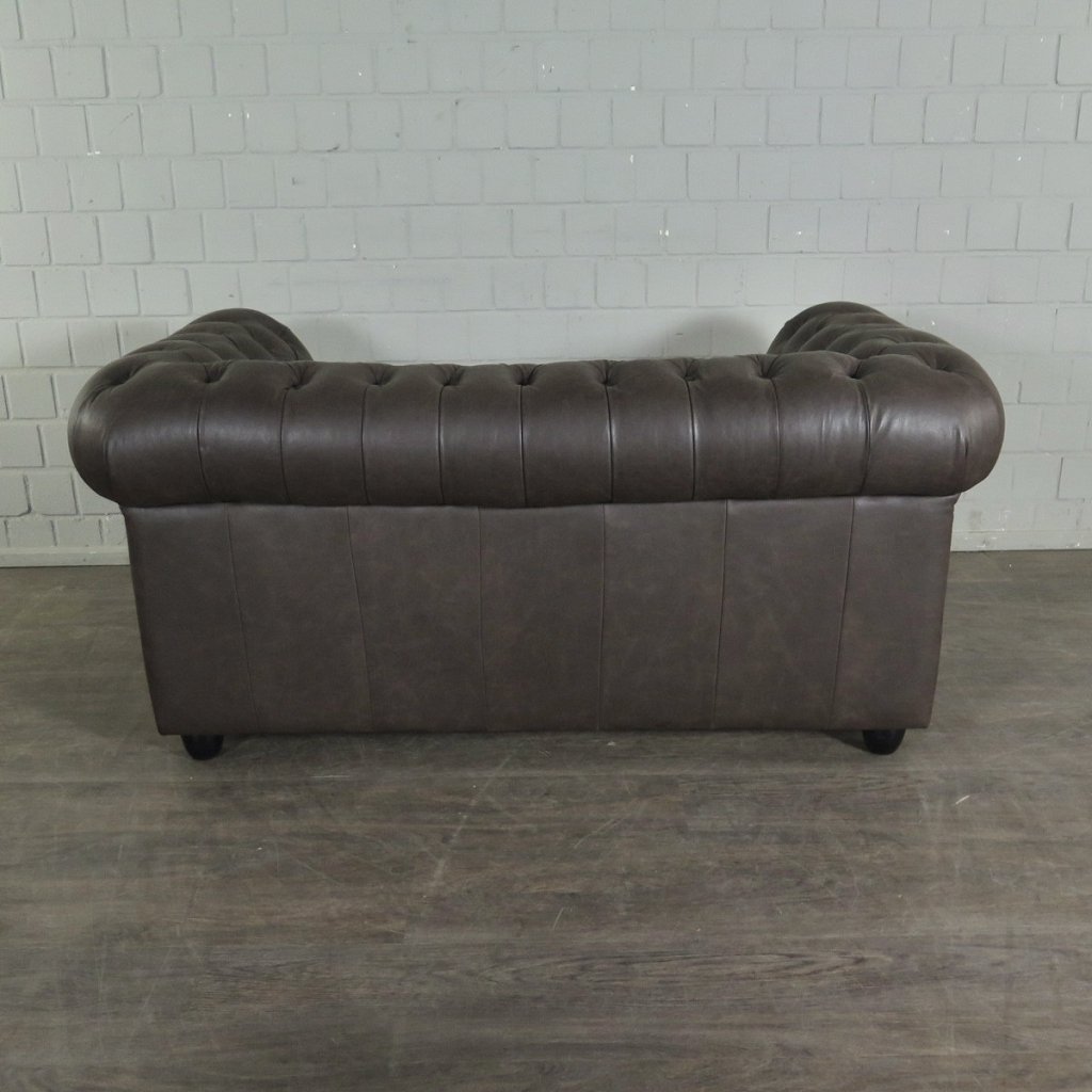 Chesterfield Couchgarnitur Leder Braun