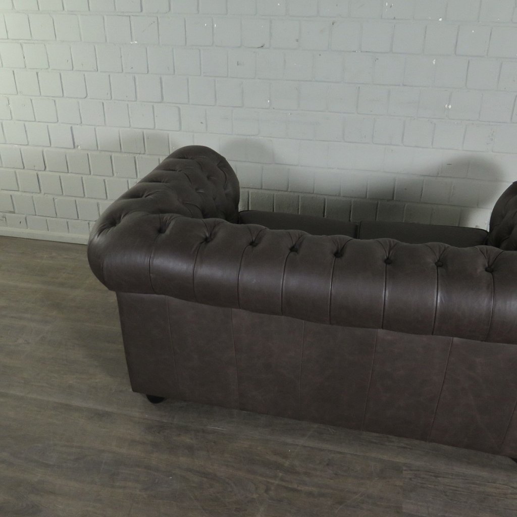 Chesterfield Couchgarnitur Leder Braun