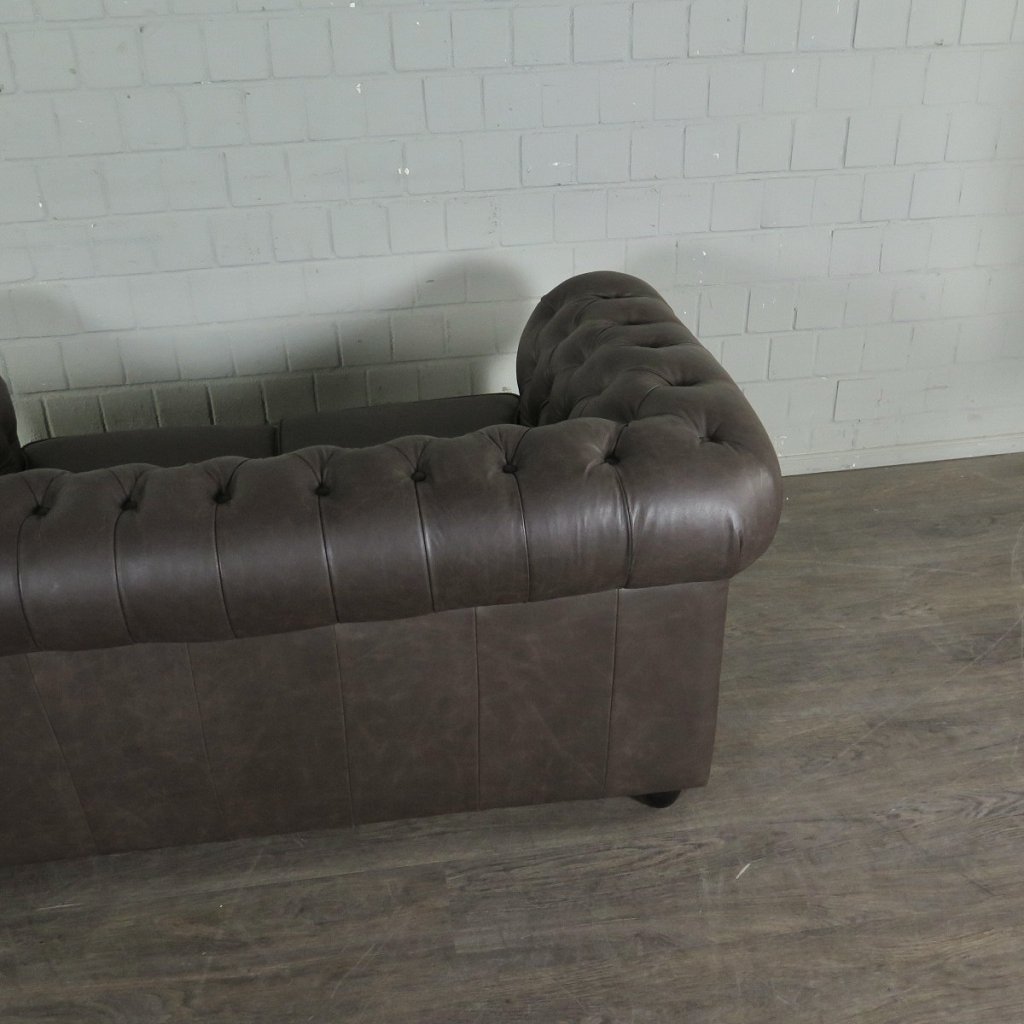Chesterfield Couchgarnitur Leder Braun