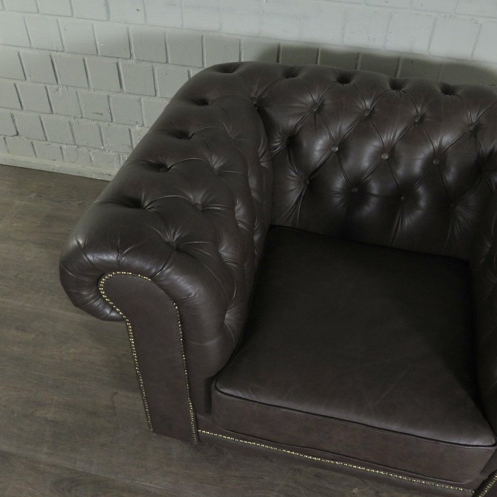 Chesterfield Couchgarnitur Leder Braun