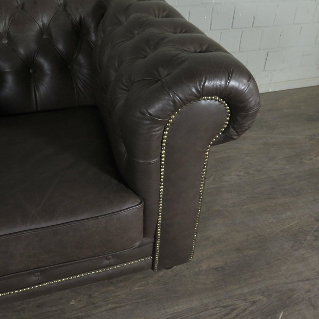Chesterfield Couchgarnitur Leder Braun