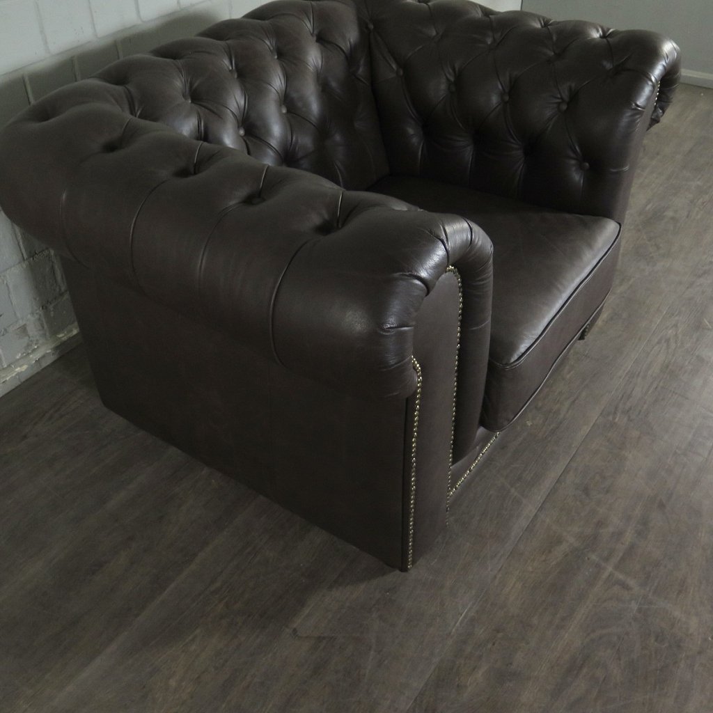 Chesterfield Couchgarnitur Leder Braun