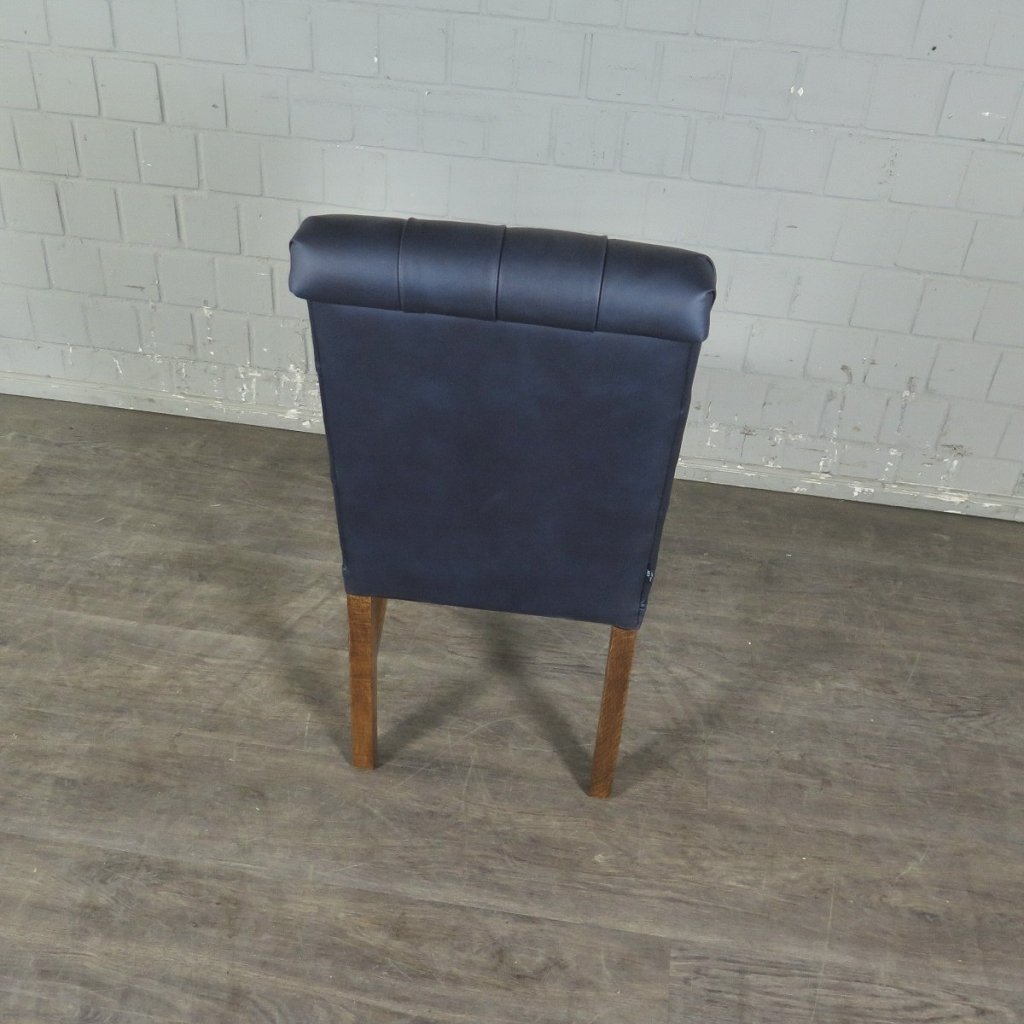 Chesterfield Esszimmerstuhl Stuhl Leder Indigo-Blau