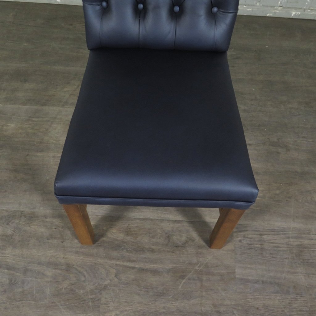 Chesterfield Esszimmerstuhl Stuhl Leder Indigo-Blau