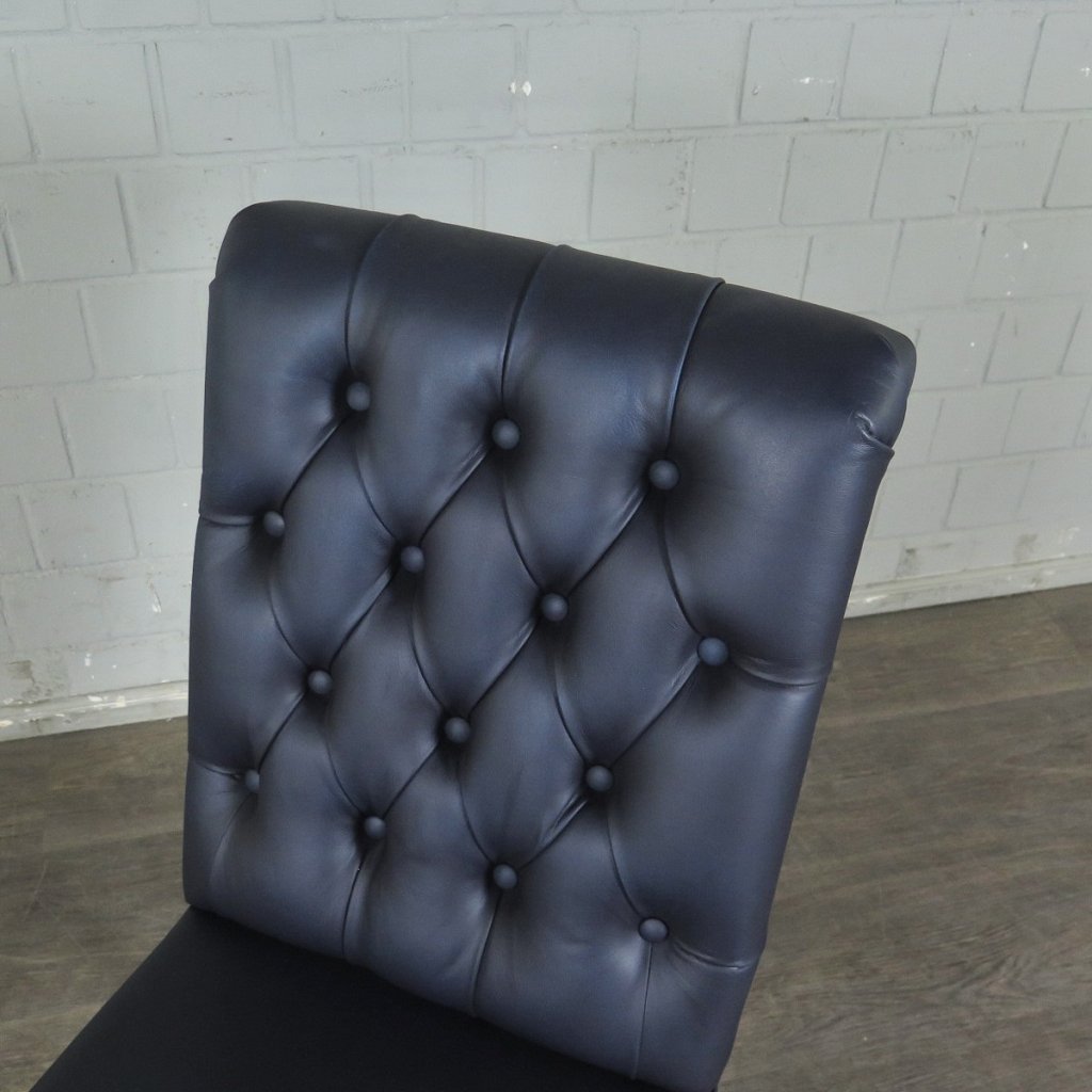 Chesterfield Esszimmerstuhl Stuhl Leder Indigo-Blau