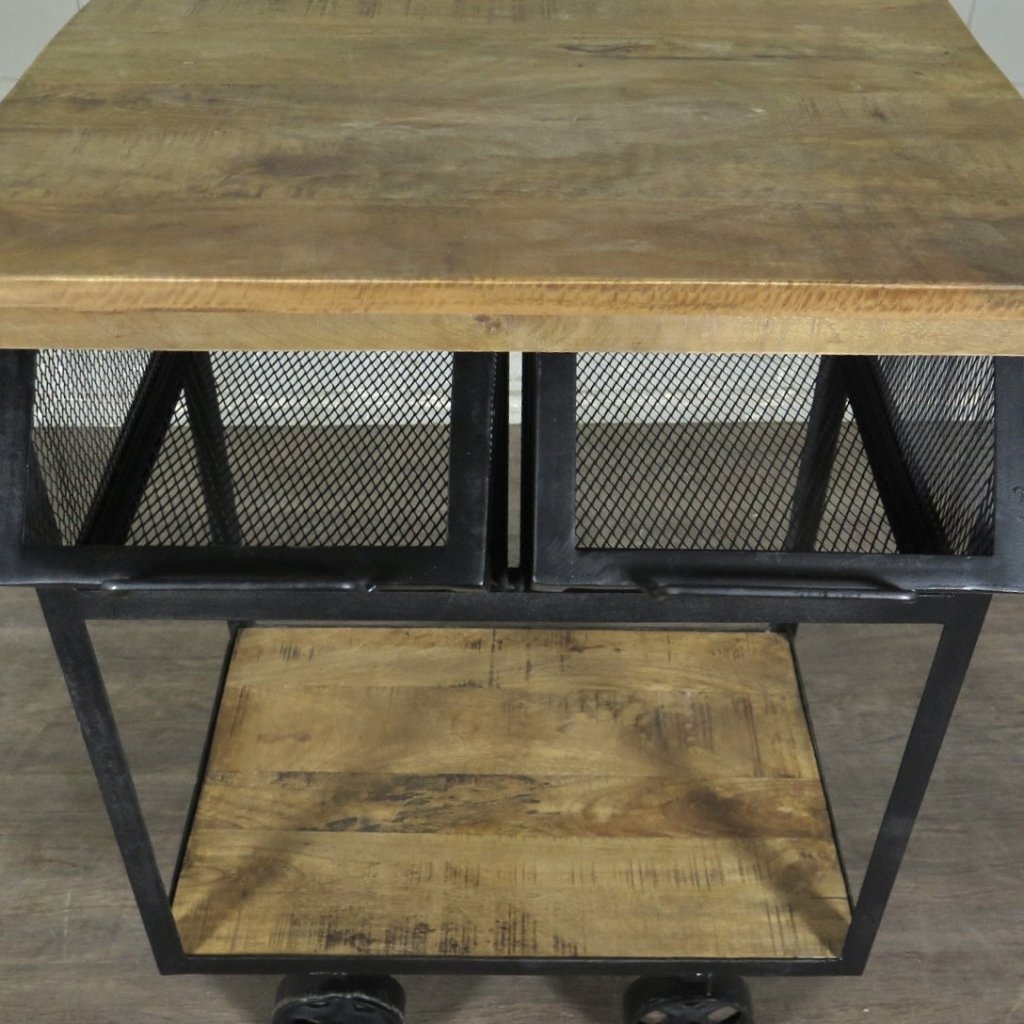 Servierwagen Bürotisch Wandtisch Mangoholz 0,65 m