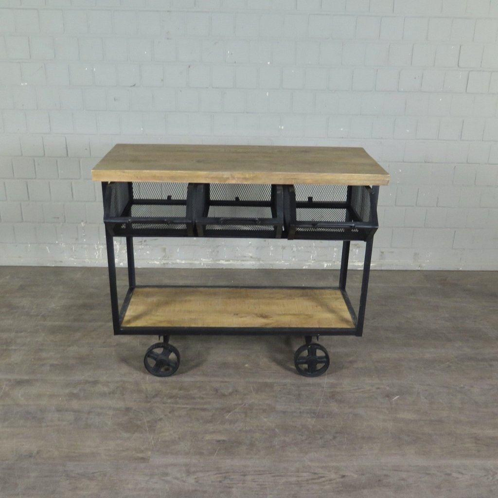 Servierwagen Bürotisch Wandtisch Mangoholz 1,05 m