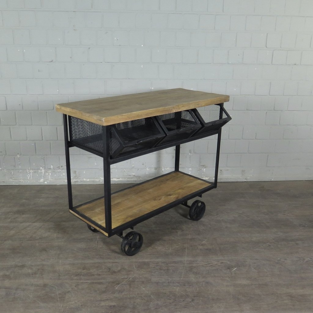 Servierwagen Bürotisch Wandtisch Mangoholz 1,05 m
