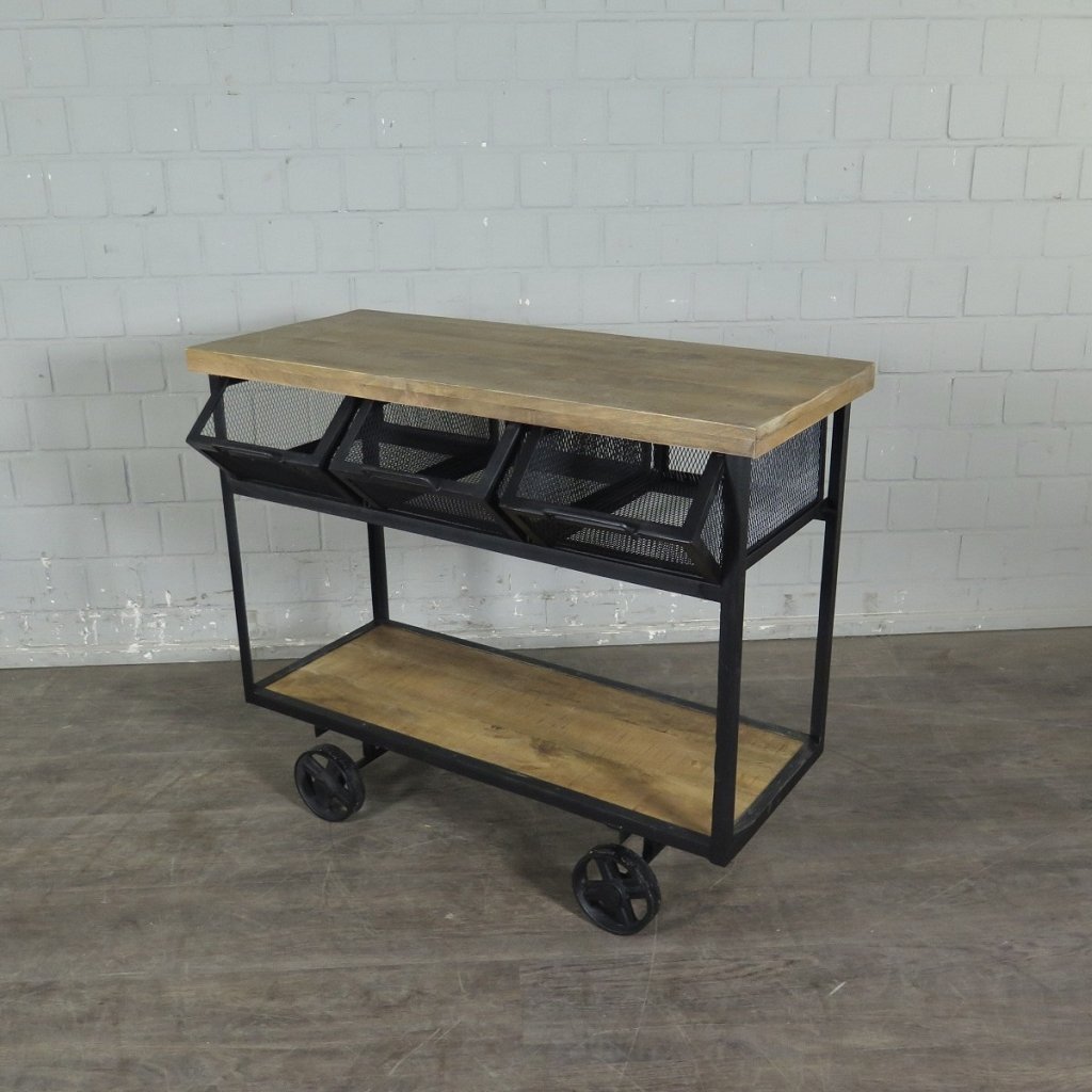 Servierwagen Bürotisch Wandtisch Mangoholz 1,05 m