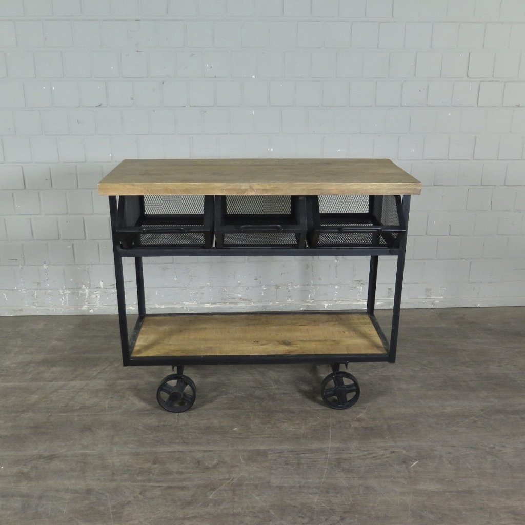 Servierwagen Bürotisch Wandtisch Mangoholz 1,05 m