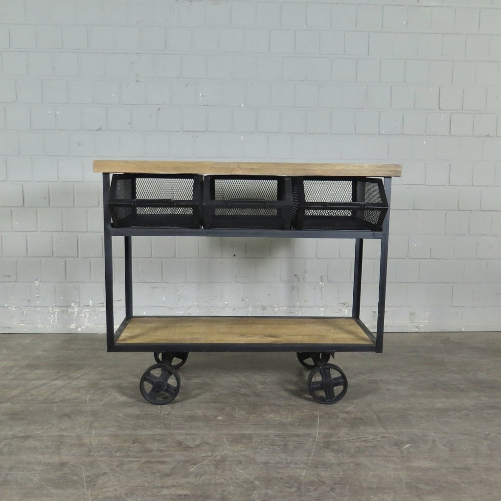 Servierwagen Bürotisch Wandtisch Mangoholz 1,05 m