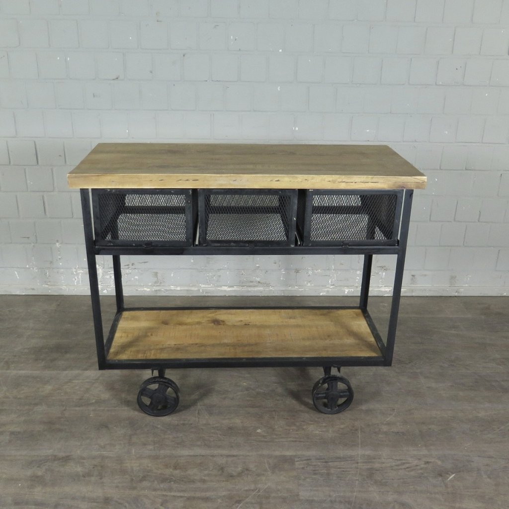 Servierwagen Bürotisch Wandtisch Mangoholz 1,05 m