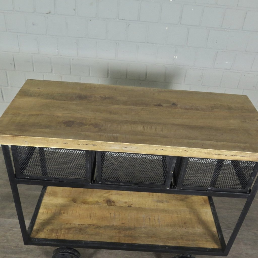 Servierwagen Bürotisch Wandtisch Mangoholz 1,05 m