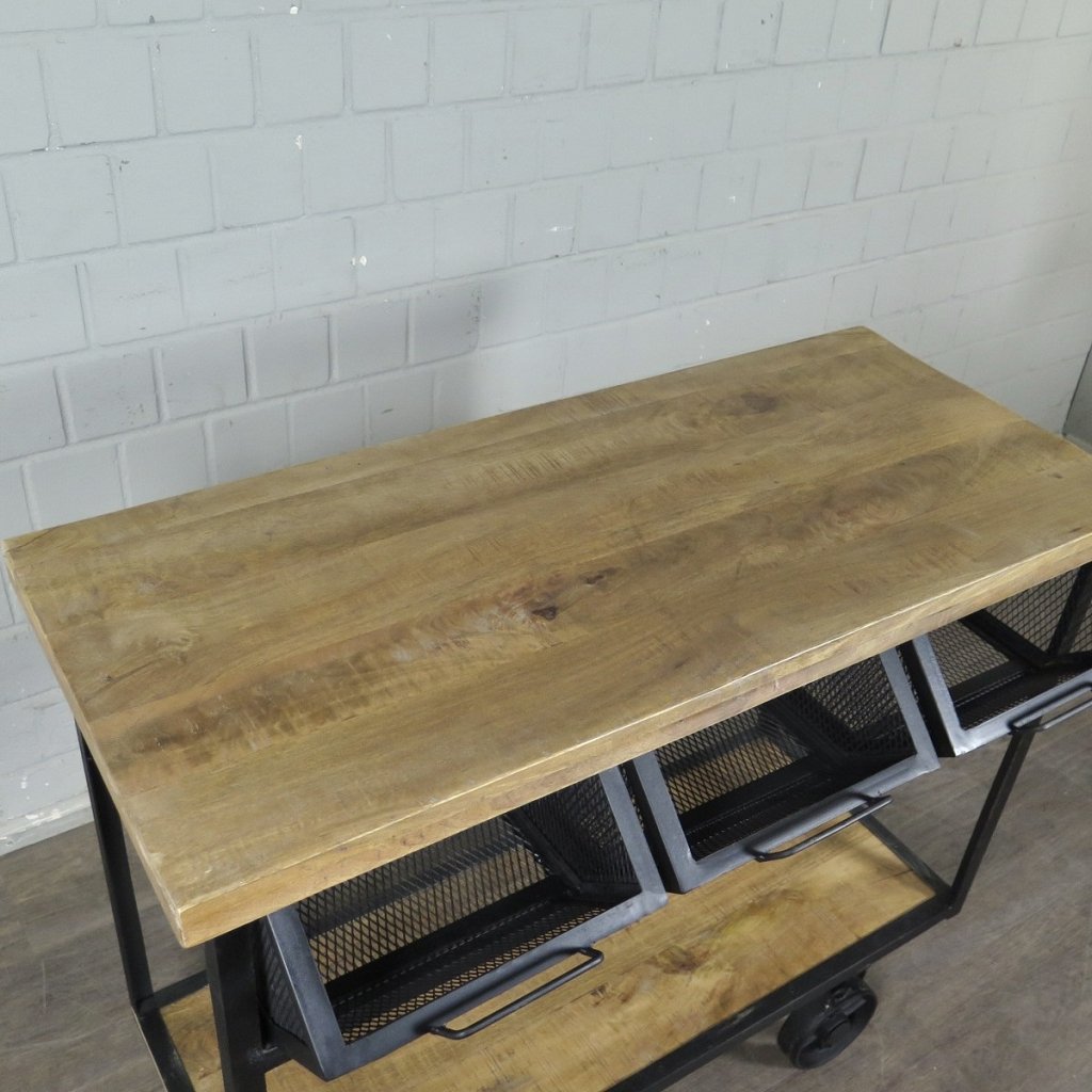Servierwagen Bürotisch Wandtisch Mangoholz 1,05 m