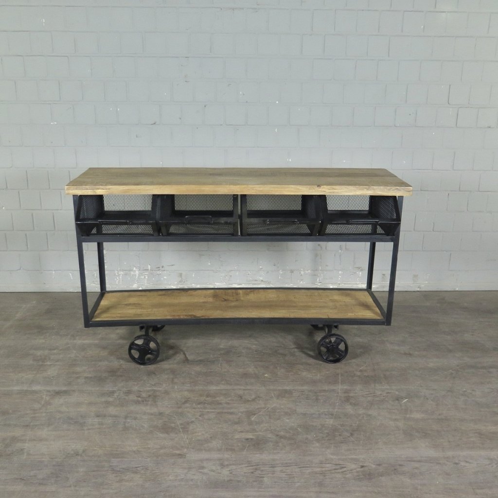 Servierwagen Bürotisch Wandtisch Mangoholz 1,50 m