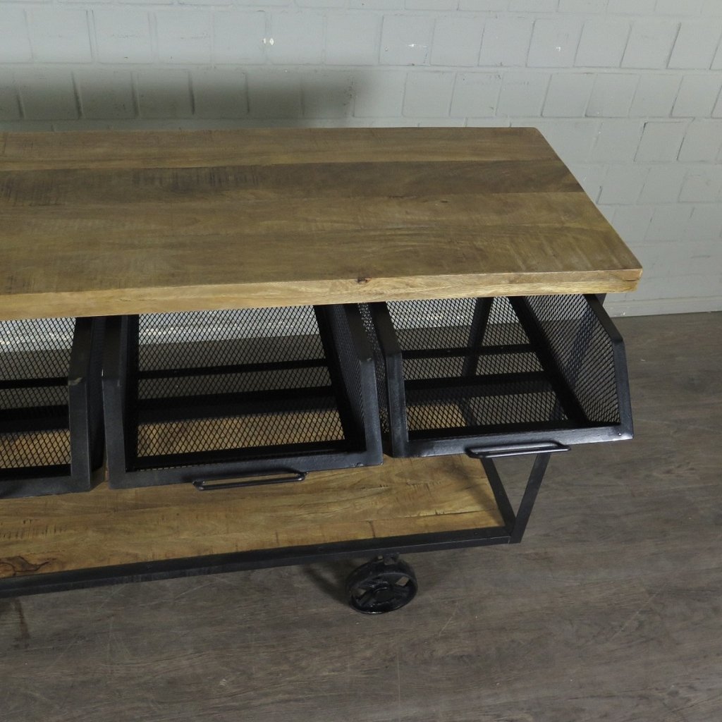 Servierwagen Bürotisch Wandtisch Mangoholz 1,50 m