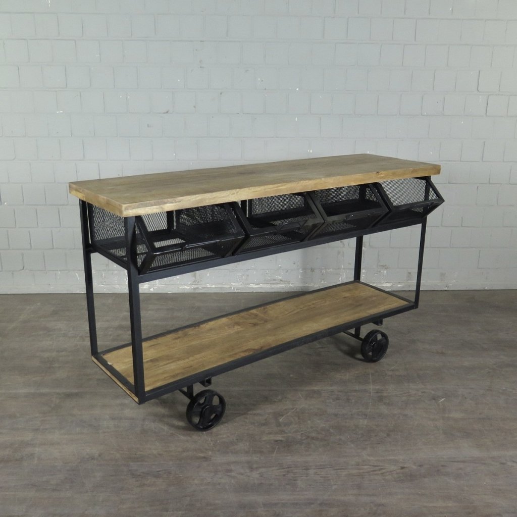 Servierwagen Bürotisch Wandtisch Mangoholz 1,50 m