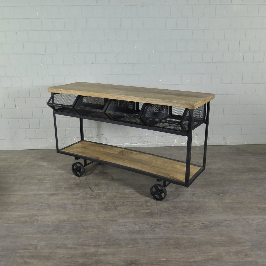 Servierwagen Bürotisch Wandtisch Mangoholz 1,50 m