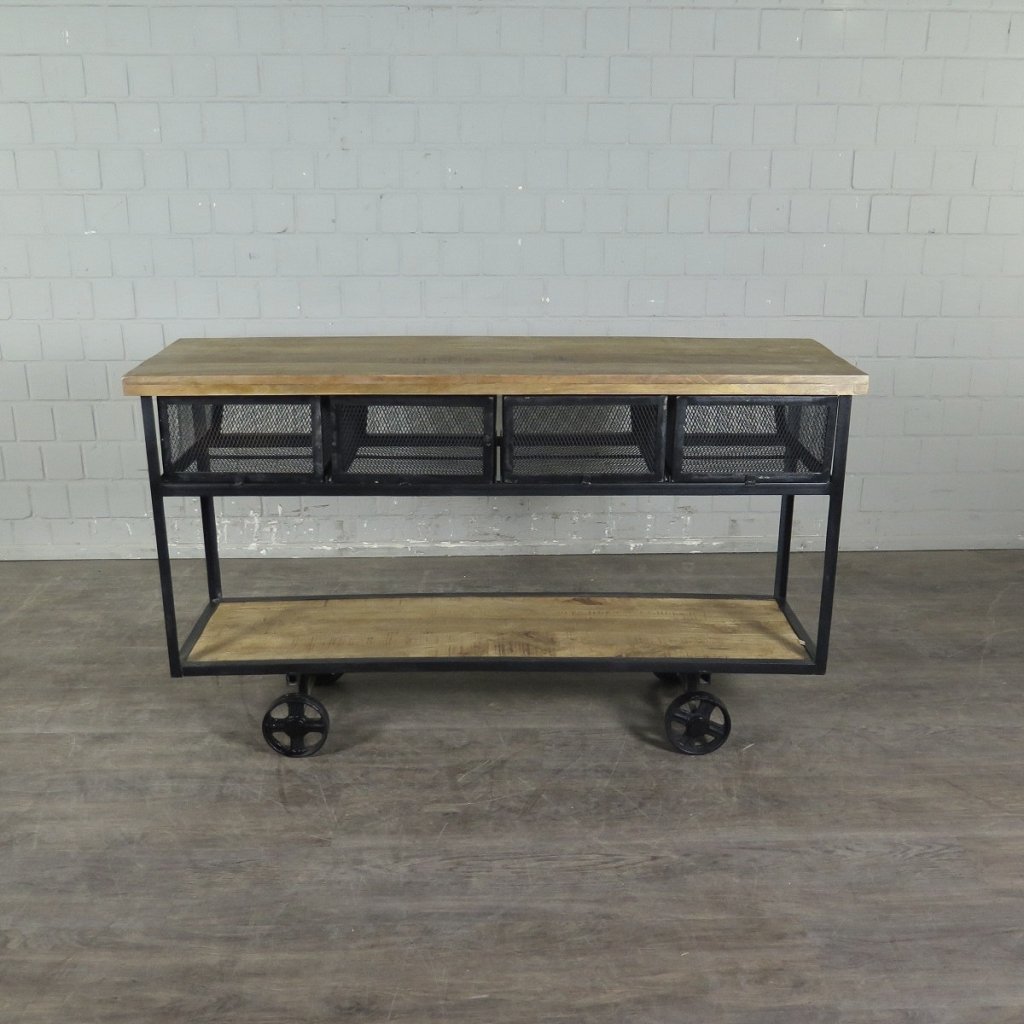 Servierwagen Bürotisch Wandtisch Mangoholz 1,50 m